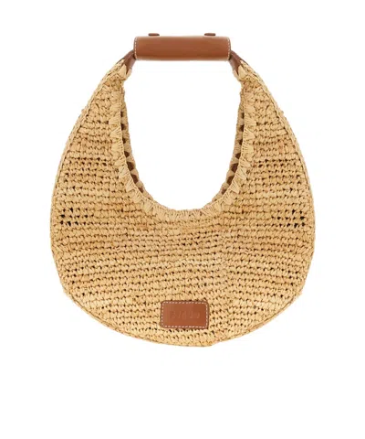 Staud Moon Woven Tote Bag In Nude
