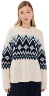 Staud Moritz Sweater Oatmeal Multi Fair Isle In Oatmeal Multi Fair Isle