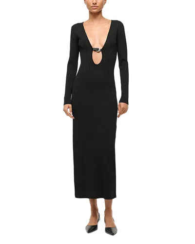 Staud Murphy Plunging Neck Dress In Black