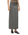 Staud Long Herringbone Pattern Pencil Murray Skirt In Textured Herringbone