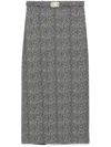Staud Long Herringbone Pattern Pencil Murray Skirt In Grey