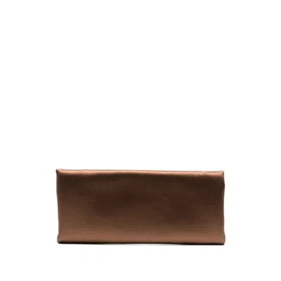 Staud Muse Satin-finish Clutch Bag In Brown