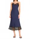 Staud Nadia Lace-trim Midi Dress In Blue