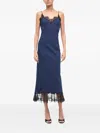 Staud Nadia Lace-trim Midi Dress In Blue