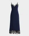 Staud Nadia Lace-trimmed Midi Dress In Blue