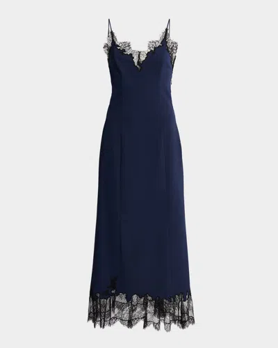 STAUD NADIA LACE-TRIMMED MIDI DRESS