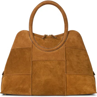 Staud Naomi Suede Satchel In Brown
