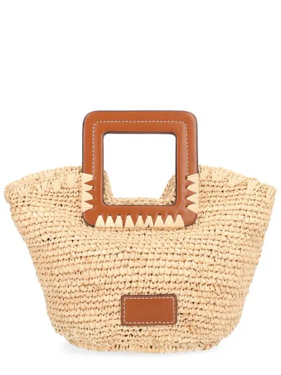 Staud Natural Shirley Mini Woven Tote Bag In Nude