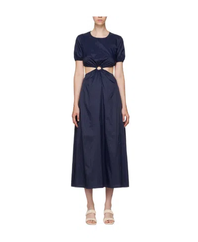 STAUD NAVY BLUE LOGO DRESS