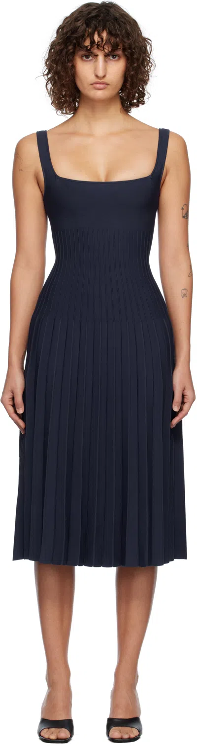 Staud Navy Ellison Midi Dress In Nvy Navy