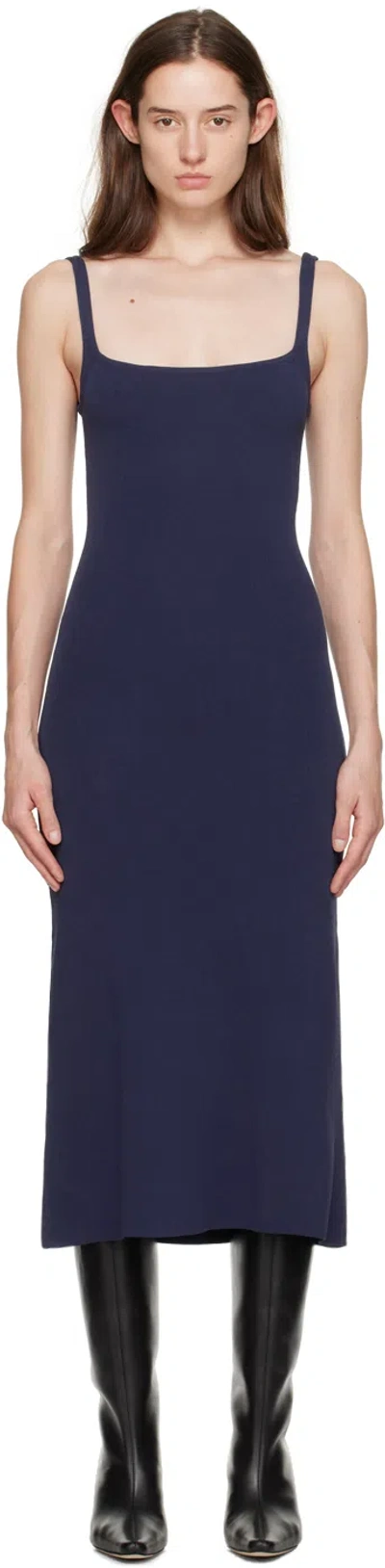 Staud Navy Paityn Midi Dress In Nvy Navy