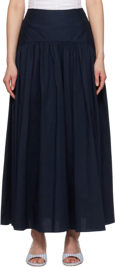 Staud Navy Procida Maxi Skirt In Navy Blue