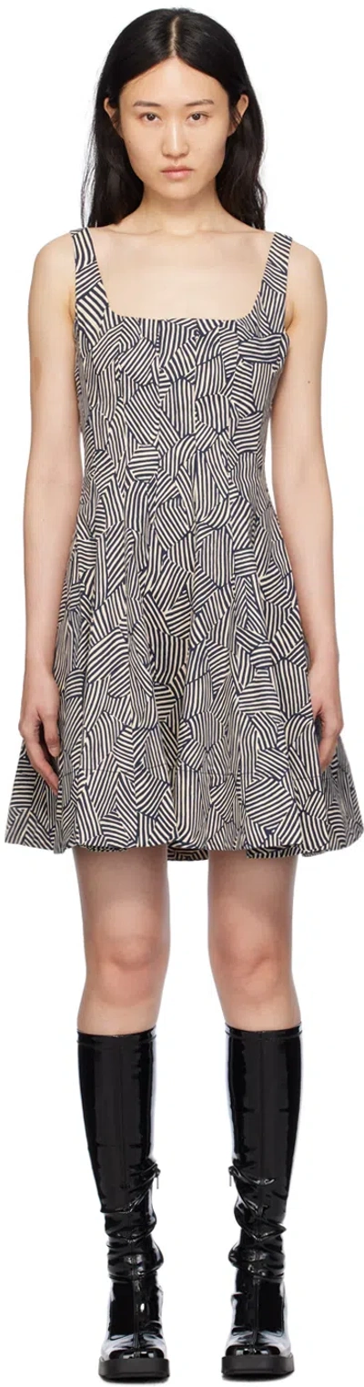Staud Navy Wells Minidress In Nvms Navy Mosaic