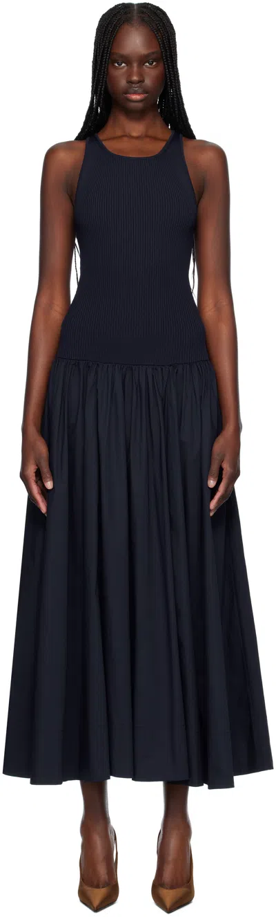 Staud Navy Yamila Maxi Dress In Nvy Navy