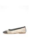 Staud Nell Crocheted Leather Ballet Flats In Neutral