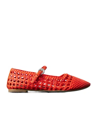 Staud Nell Mary Jane Woven Ballet Shoes In Red