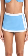 Staud Nell Swim Skirt Azure/white In Azure/white