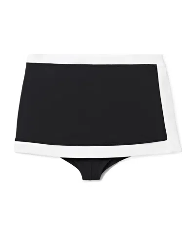 Staud Nell Layered Two-tone Bikini Briefs In Black