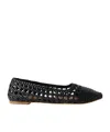 Staud Nell Woven Leather Ballet Flats In Black