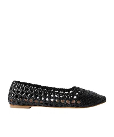 STAUD NELL WOVEN LEATHER BALLET FLATS