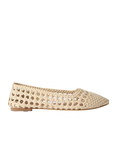 Staud Nell Woven Leather Ballet Flats In White