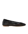 Staud Nell Woven Leather Ballet Flats In Black