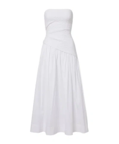 Staud Nia Cotton Midi Dress In White
