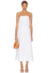 Staud Nia Strapless Seersucker Maxi Dress In White
