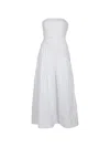 Staud Nia Strapless Seersucker Maxi Dress In White