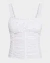 Staud Nic Shirred Tank Top In White