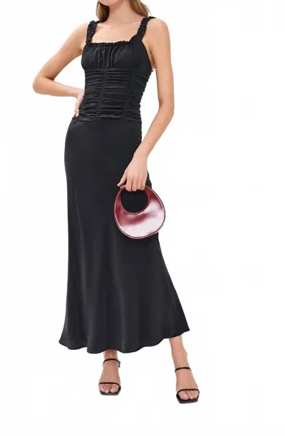 STAUD NIC SILK MAXI DRESS IN BLACK