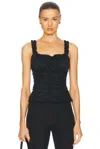 Staud Nic Ruched Sleeveless Top In Black