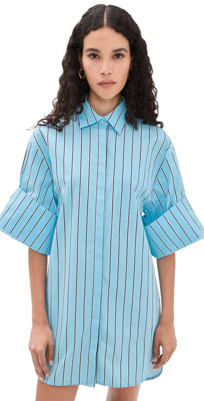 Staud Nico Dress Sunday Stripe In Blue