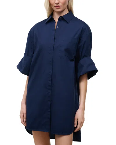 Staud Nico Mini Shirtdress In Blue