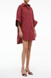 Staud Nico Stretch Cotton Shirtdress In Burgundy