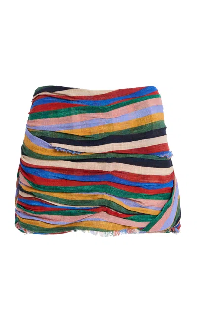 Staud Nicola Striped Cotton Mini Skirt In Multi