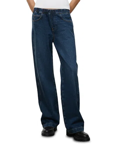 Staud Noah Mid Rise Low Slung Jeans In Heritage In Blue