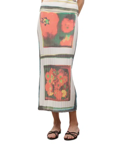 Staud Noemi Ribbed Knit Midi Skirt In Multi