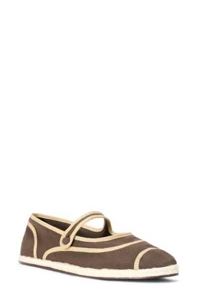 Staud Nora Canvas Espadrille Mary Jane Flats In Brown