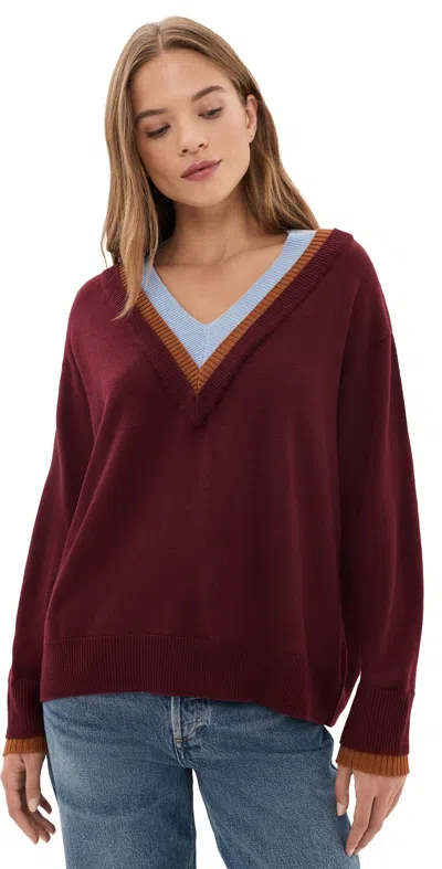 Staud Norman Sweater Pinot Multi In Burgundy