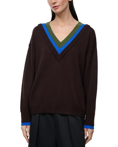 Staud Norman V Neck Sweater In Brown