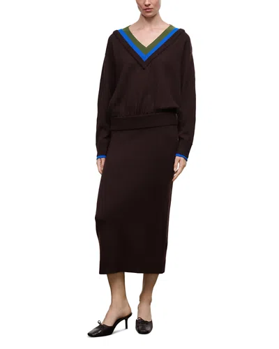 Staud Normandy Merino Wool Midi Sweater Dress In Brown
