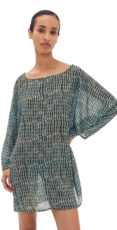 Staud Nour Mini Dress Tidal Shell In Blue