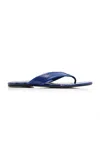 Staud Nova Croc-effect Leather Thong Sandals In Blue