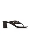 Staud Nova Studded Leather Thong Sandals In Brown
