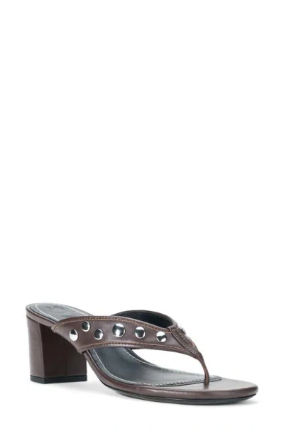 Staud Nova Studded Thong Block Heel Sandal In Burgundy