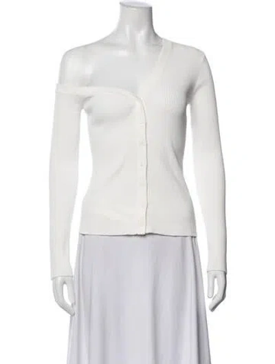 Pre-owned Staud Nylon Asymmetrical Button-up Top In Neutral