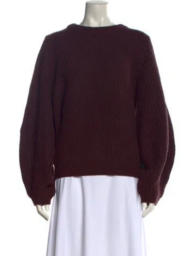 Pre-owned Staud Nylon Bateau Neckline Sweater In Burgundy