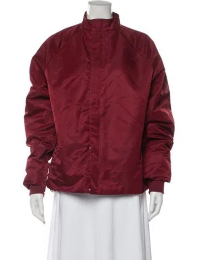 Pre-owned Staud Nylon Bomber Jacket In Red