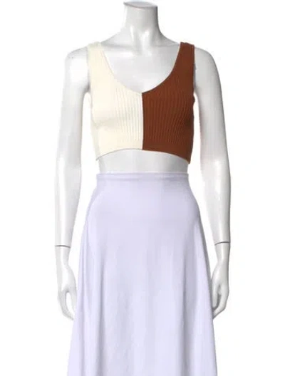Pre-owned Staud Nylon Colorblock Pattern Crop Top In Multi